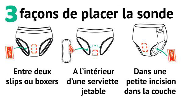 Placement de la sonde sans fil pipi stop