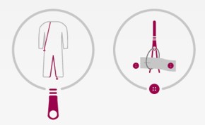 Fermeture par Zip dans le dos et dans l'entrejambe avec système de sécurité sur les jambes